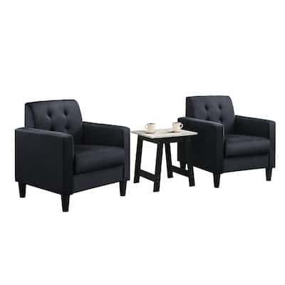 3 Piece Velvet Upholstered Armchairs and End Table