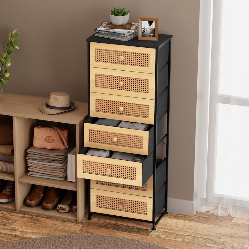 Slim Tall Vertical 7-Drawer Chest Dresser Closet Storage Organizer Unit for Bedroom