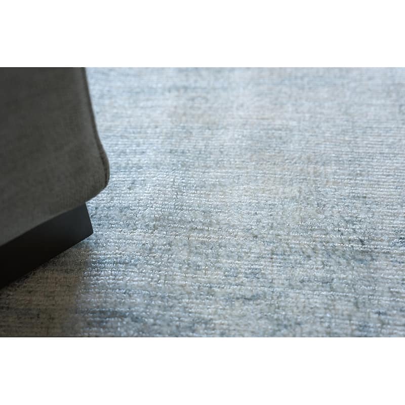 EXQUISITE RUGS Cloud Hand-loomed Wool/Bamboo Silk Ivory/Blue Area Rug.