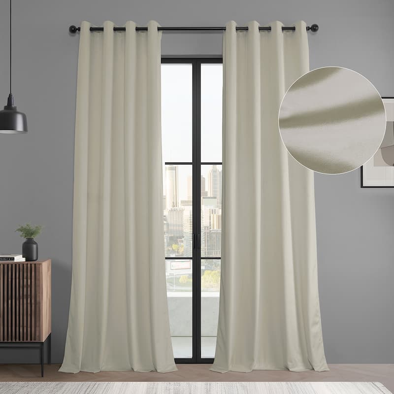 Exclusive Fabrics Basic Deluxe Velvet Curtains Pair - 2 Panels - Grommet Room Darkening Curtains - Off-White - 50 X 84