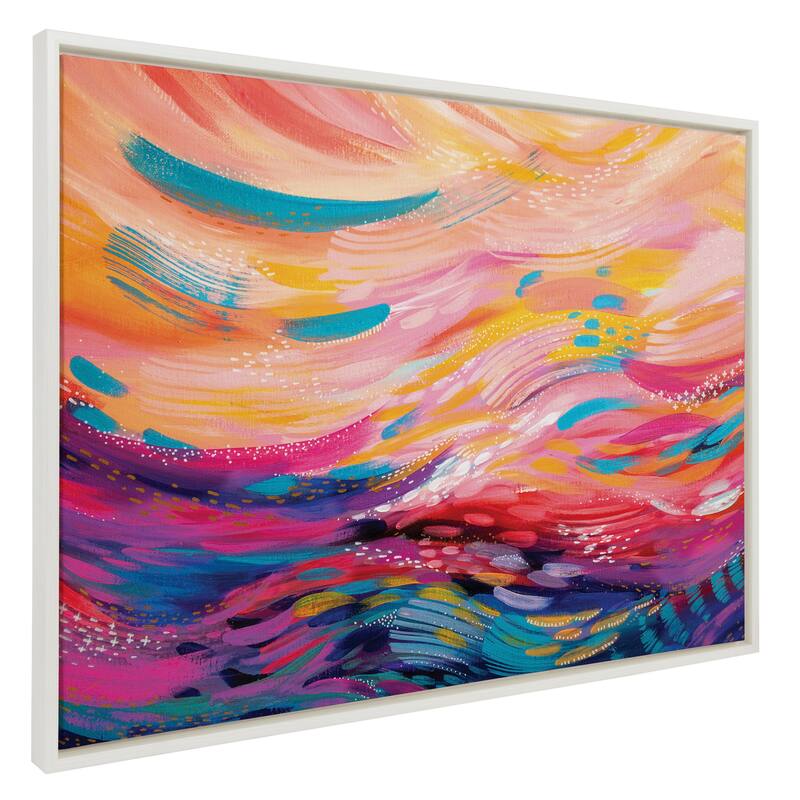 Kate and Laurel Sylvie Brush Strokes 90 Framed Canvas by Jessi Raulet