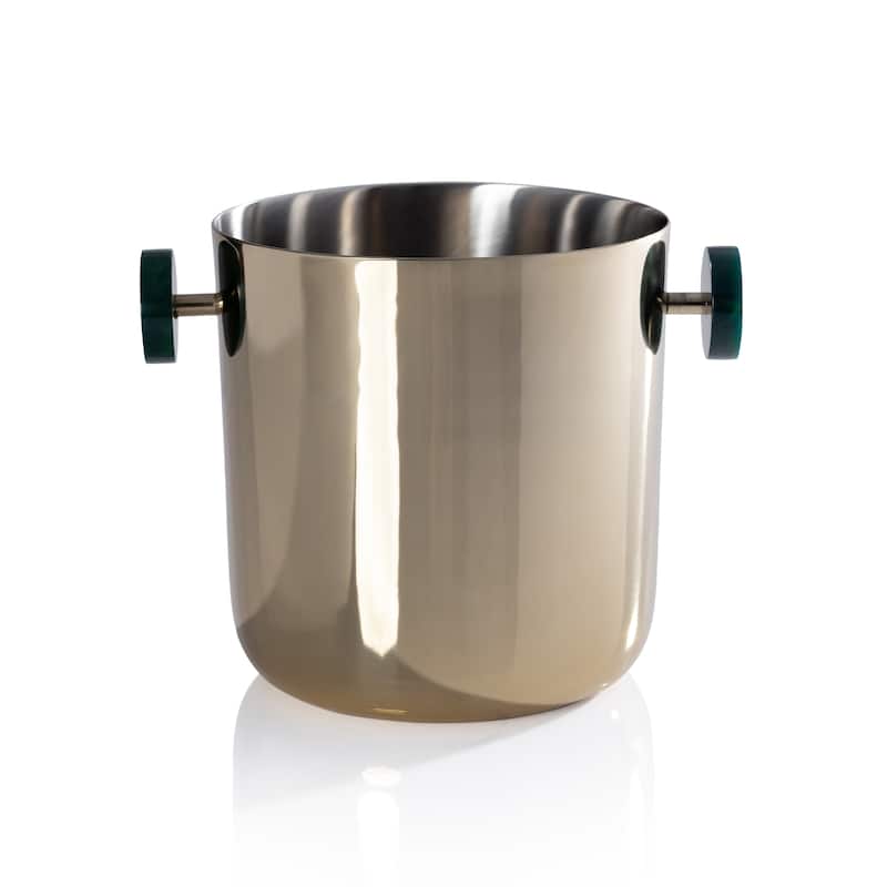 Spiga Stainless Steel Ice Bucket - Gold w/ Green Accent