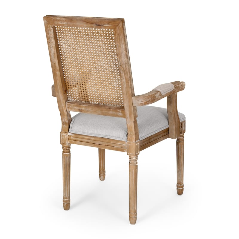 Maria Wood and Cane Upholstered Dining Chair by Christopher Knight Home - 23.75" L x 23.75" W x 39.75" H