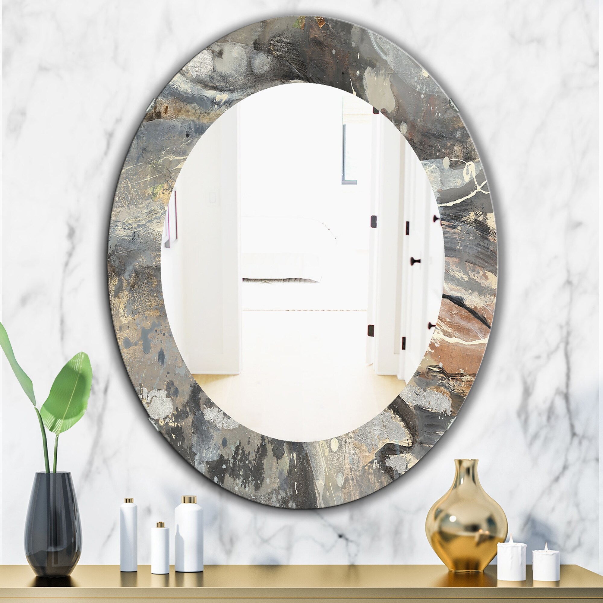 Home & Kitchen Designart Fire and Ice Minerals I Farmhouse Mirror