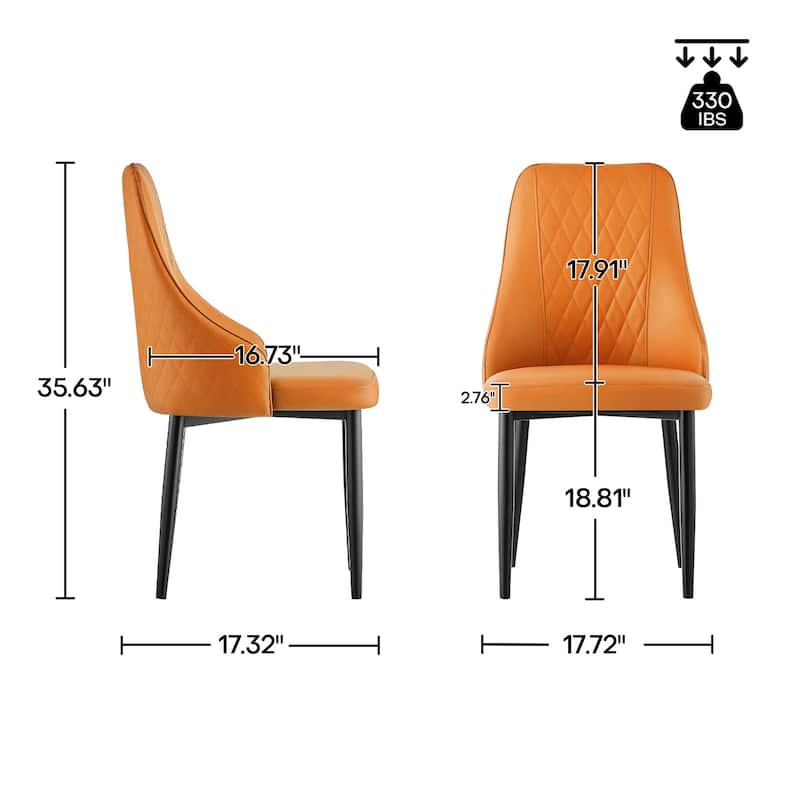 Faux Leather Upholstered Dining Chairs Set of 2 - 35.63"H x 17.72"W x 17.32"D