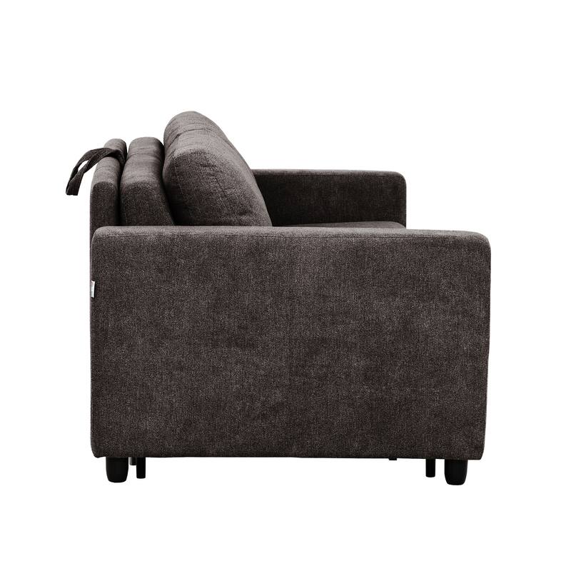 Stearns & Foster® Atillio 80 in.Queen Sofa Bed with Pocket Coil Mattress, Dark Brown