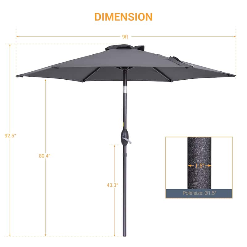 LIVOOSUN 9ft Patio Umbrella Outdoor Table Umbrella with Tilt and Crank