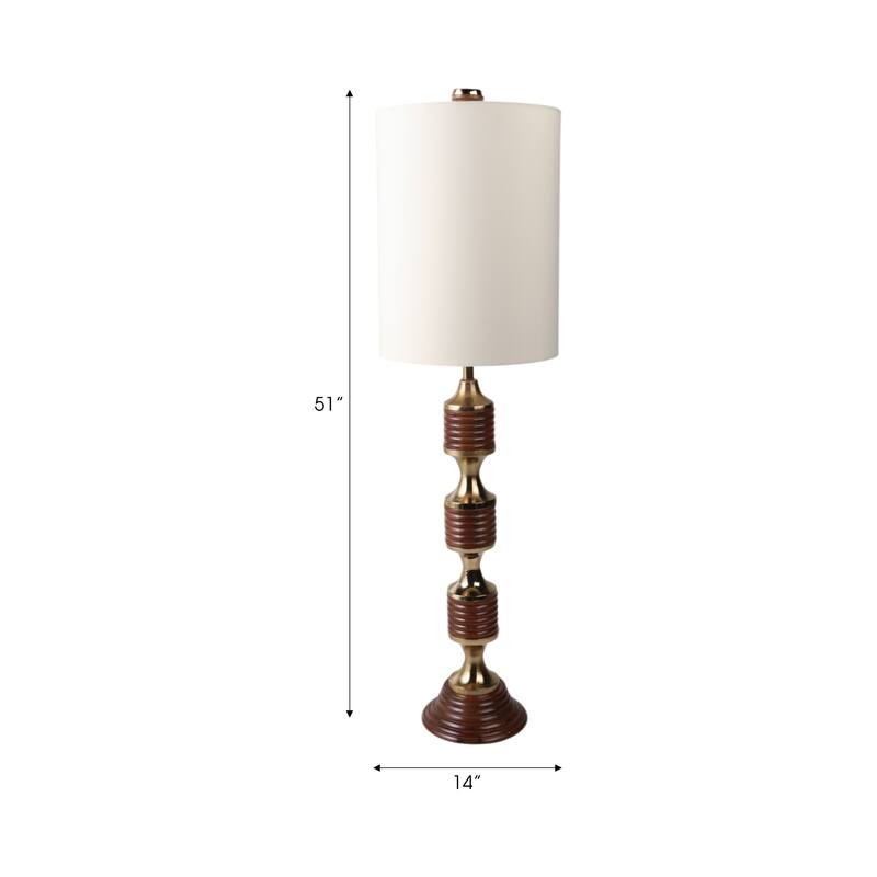 Glass Table Lamp Brass Shade Transitional Lighting - 51" Brown - 14" x 14" x 51"