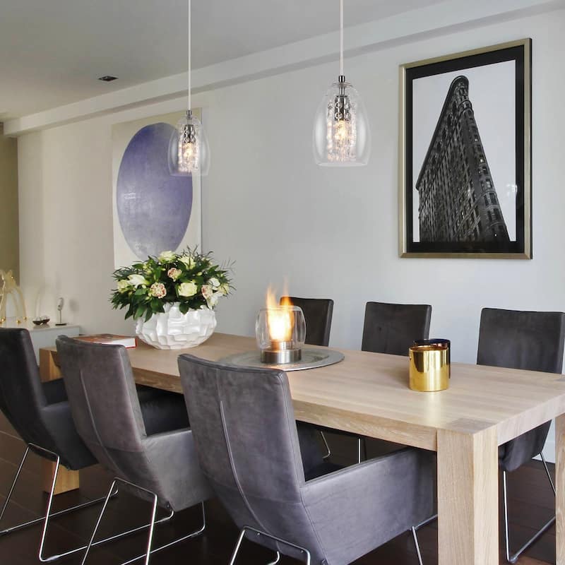 Modern 1/3-Light Linear Clear Glass Island Pendant Light for Dining Room