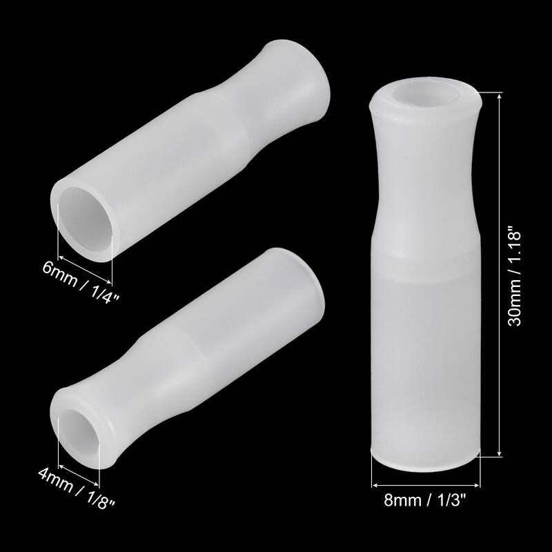 10pcs Silicone Straw Tips for 1/4 Inch OD Stainless Steel Straws - White
