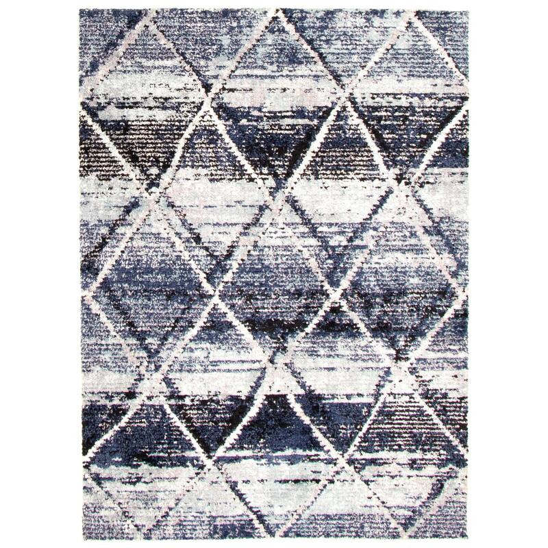 ECARPETGALLERY Morocco Abstract Moroccan Rug - 6'7" x 9'6" - Blue