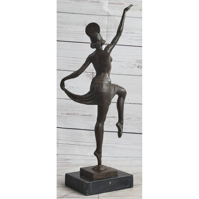 Vintage Large Art Deco Dancer Ballerina Bronze Figure Sculpture Signed Home Deco
