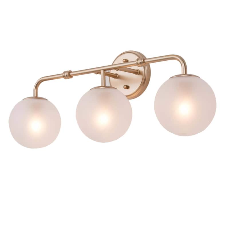 Siya Modern 3-Light Frosted Glass Bathroom Vanity Lights Romantic Gold Statement Wall Sconces Dimmable