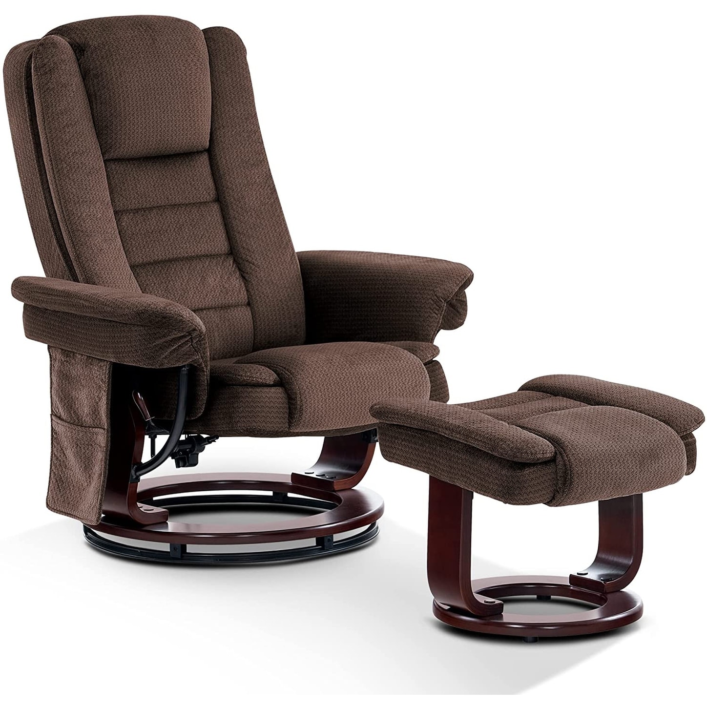Leather swivel recliner shop chair with ottoman