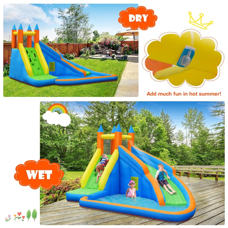 Costway Inflatable Water Slide Mighty Bounce House Castle Splash Pool - as pic shows