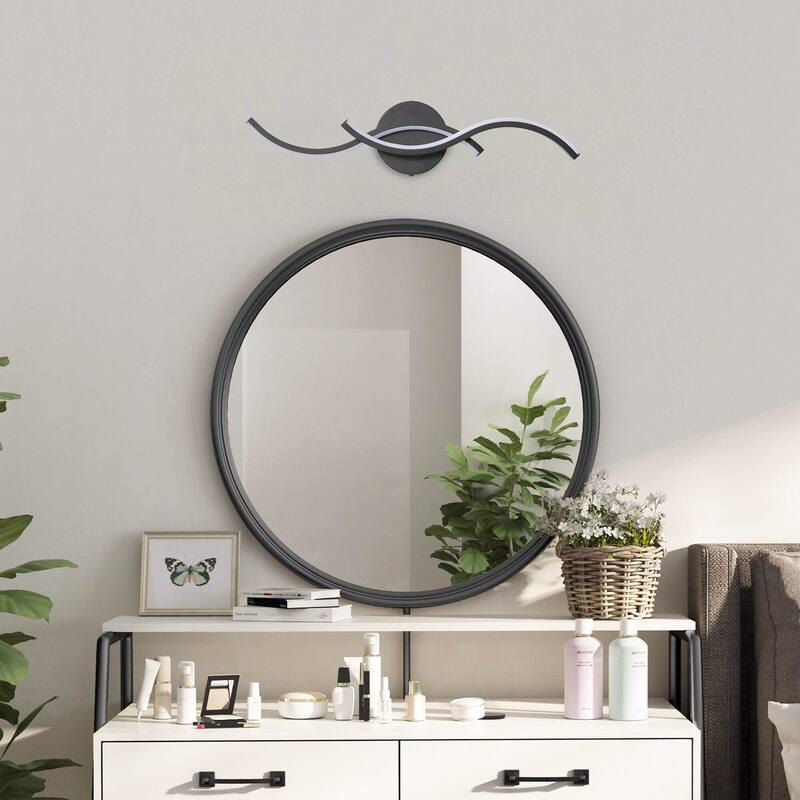 Modern Wave Linear LED Dimmable Vanity Light Fixture with Silicone Strip Shade