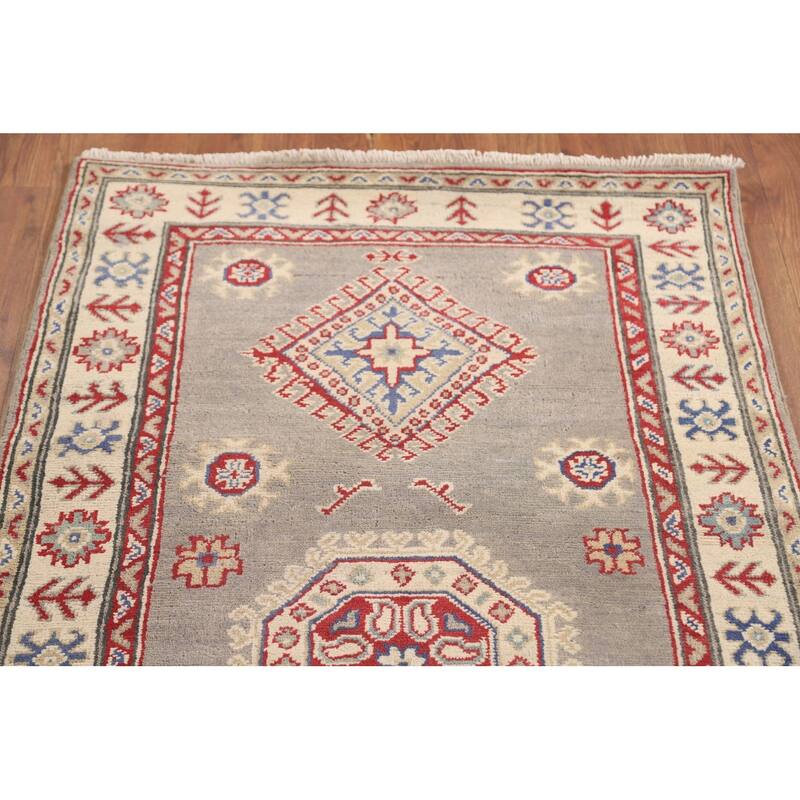 Kazak Runner Rug Handmade Geometric Wool Carpet - 2'9" x 19'3"