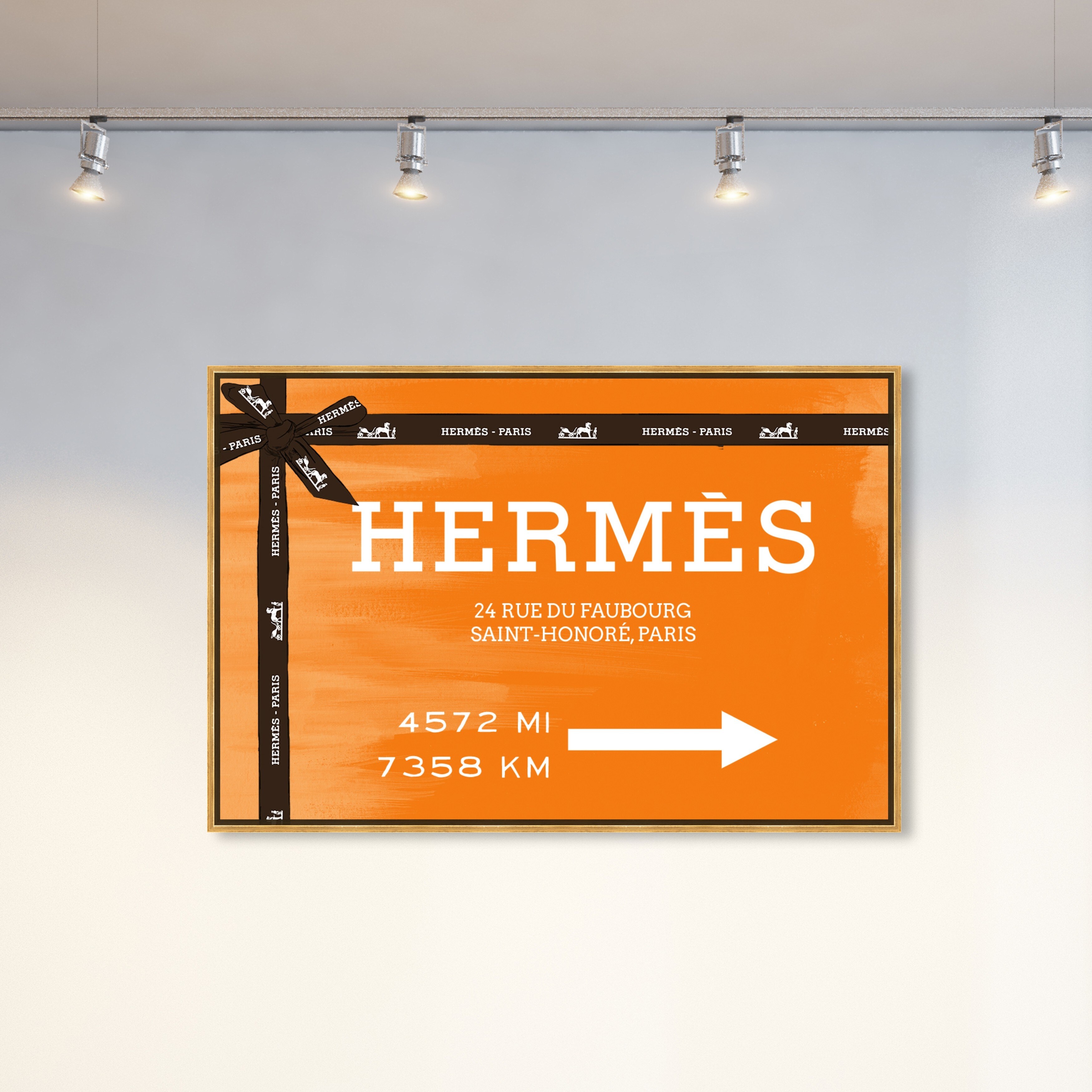 Oliver Gal ちょうどいい 61x41cm Faubourg Road Sign Orange Oliver Gal 'Faubourg Road Sign Orange' Fashion and Glam Wall