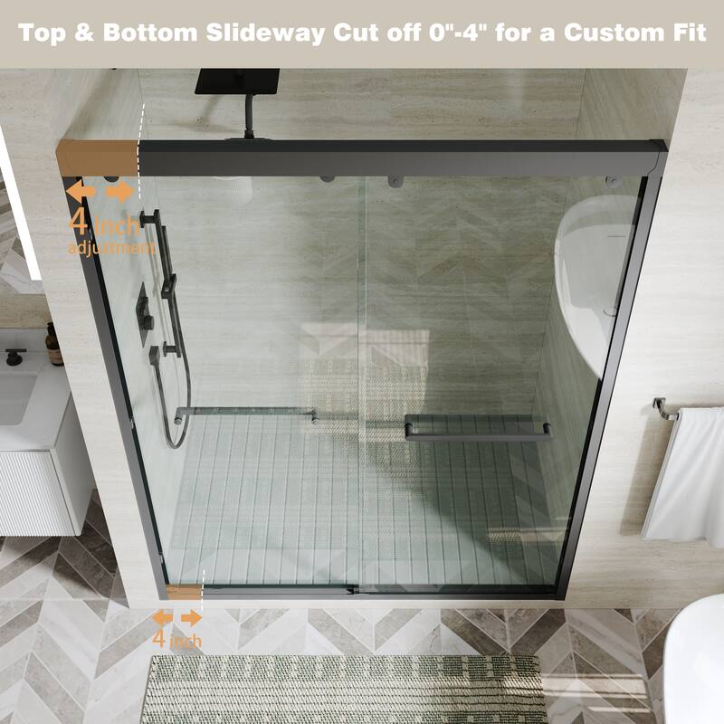 44-48"W/56-60"W x 75"H Double Sliding Shower Door With 8mm Tempered Glass & Aluminum Alloy Frame