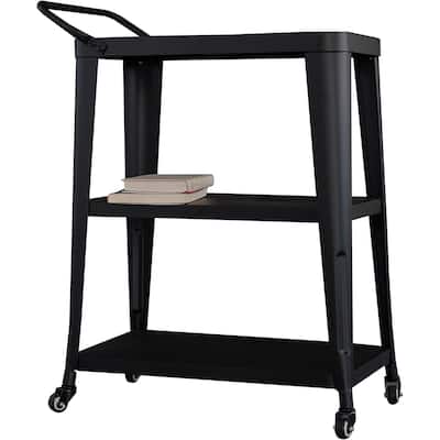 3-Tiered Metal Frame,Industrial Dining Cart with Swivel Wheels
