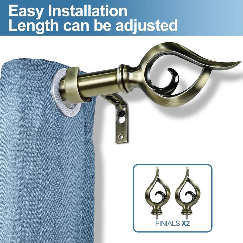 1-inch Diameter Flame Adjustable Single Drapery Curtain Rod