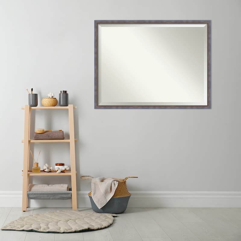 Two Tone Beveled Wood Framed Bathroom Vanity Wall Mirror