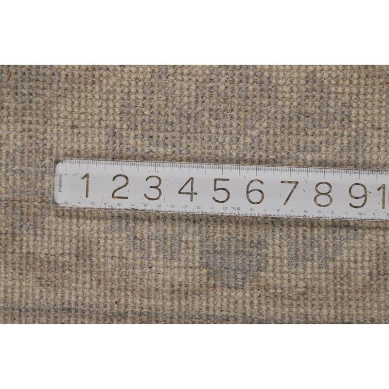 Transitional Gray Oushak Style Area Rug Hand-Knotted Wool Carpet - 7'11" x 9'10"