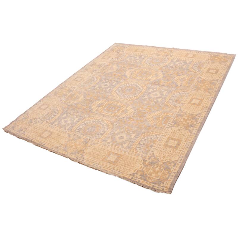 ECARPETGALLERY Hand-knotted Mamluk Grey Wool Rug - 12' 1" x 14' 8"