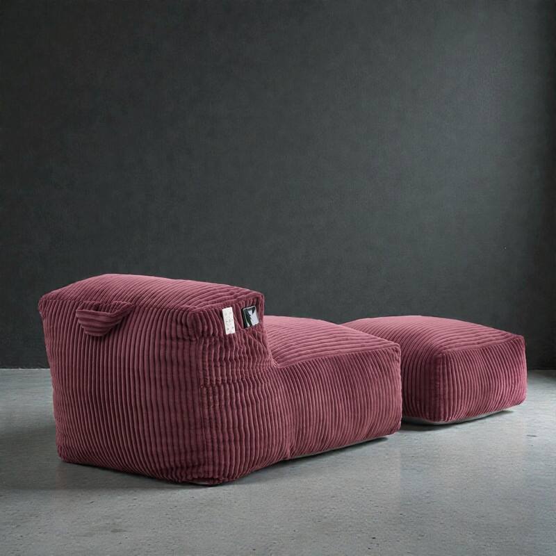 Large Memory Foam Bean Bag Chair for Adults, Corduroy Lounger Sofa with Ottoman