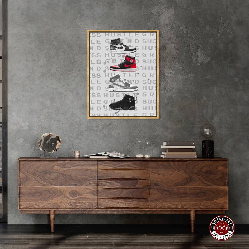 Notoriart Hype Sneakers Framed Sneaker 1 Piece Canvas Wall Art