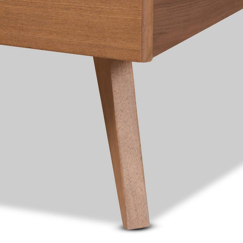Aimi Mid-Century Walnut Brown Finished Wood Platform Bed