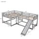 preview thumbnail 19 of 25, Modern Cabin Design L-Shaped Full and Twin Size Bunk Bed with Slide and Short Ladder,Sturdy Wood Frame