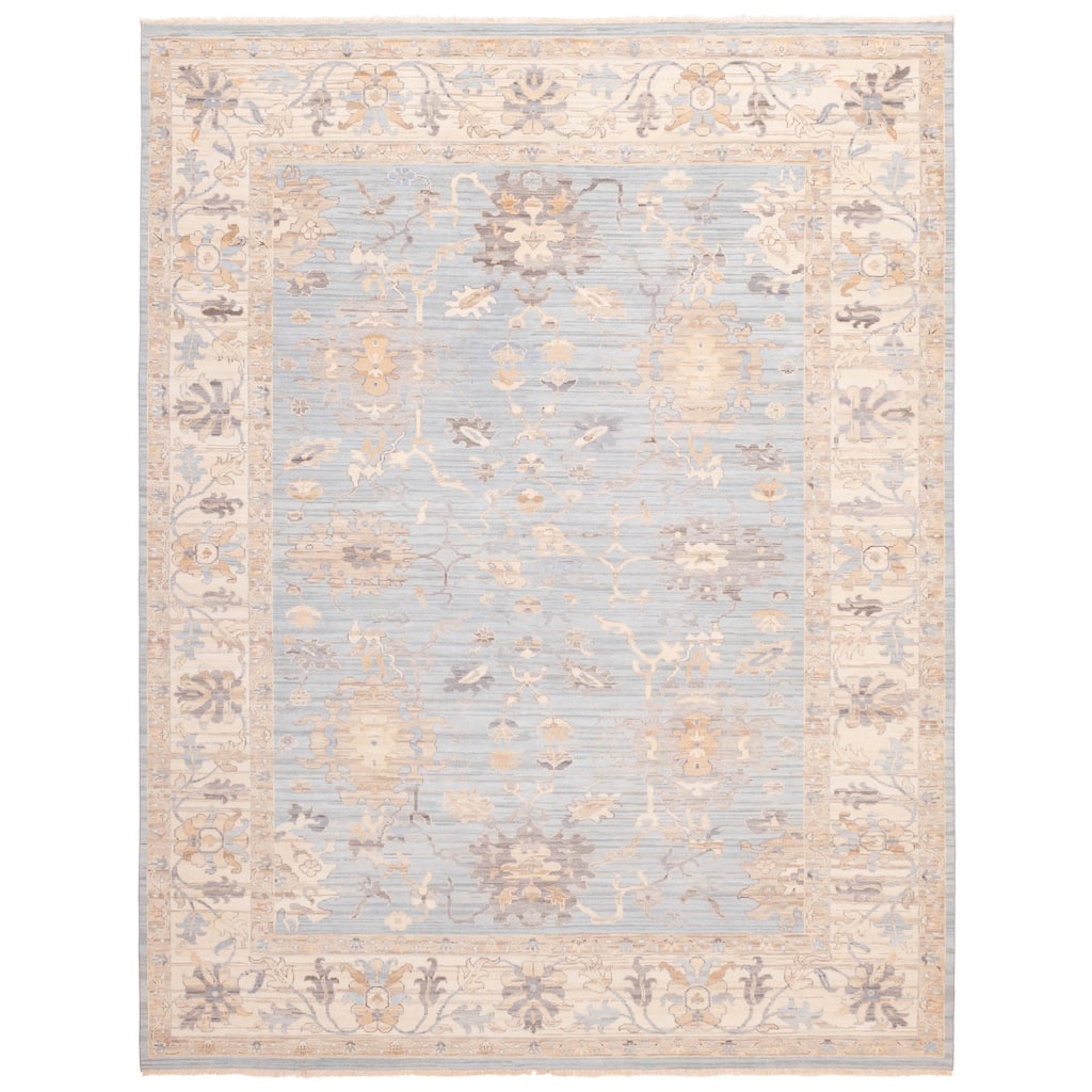 ECARPETGALLERY Hand-knotted Modern Oushak Light Blue Wool Rug - 9'0 x 11'10