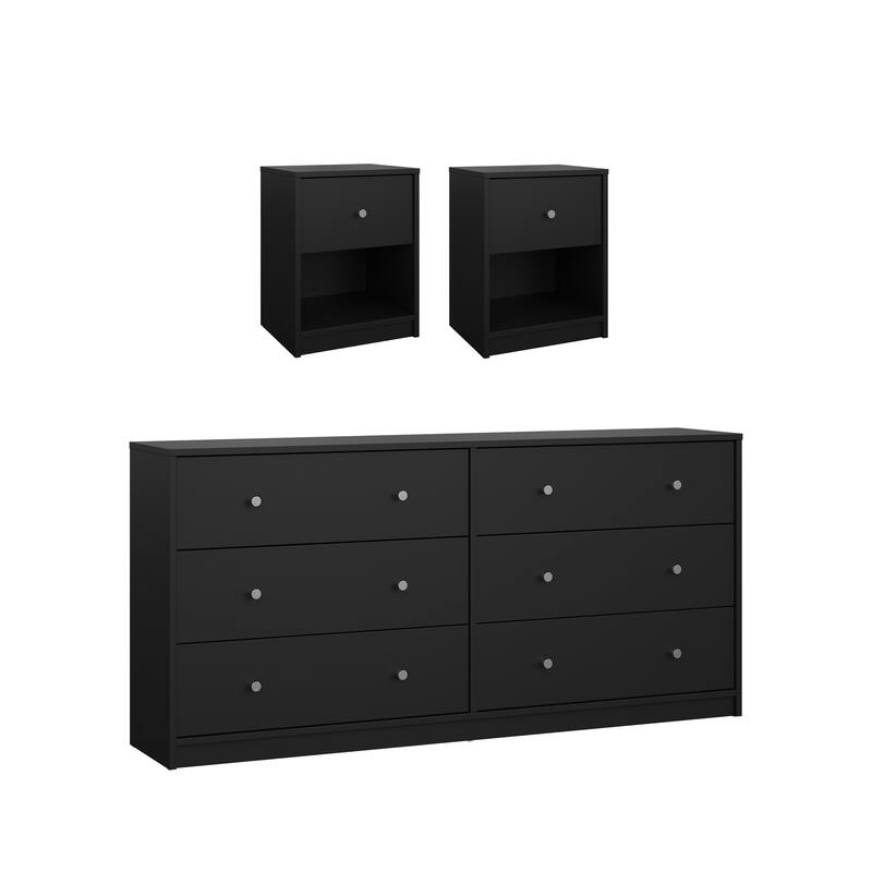 Porch & Den Zoe 3-Piece Bedroom Set - 6 Drawer Double Dresser And Nightstand Set Of 2