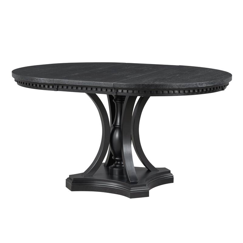 Retro 5-piece Dining Set Extendable Round Table and 4 Chairs