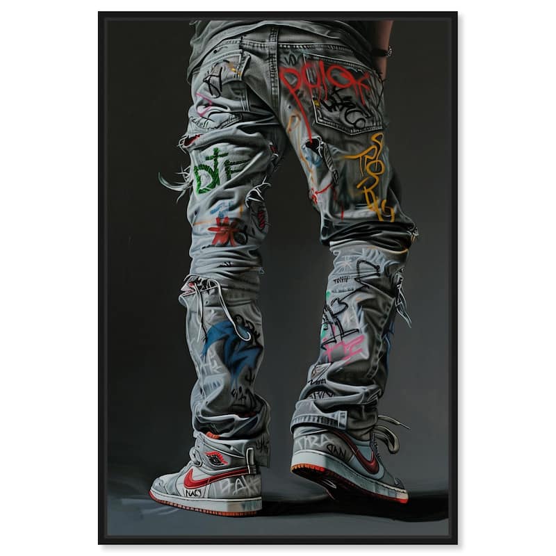 Graffiti Jeans and Sneakers Canvas by Art Remedy - Black - 16" x 24"