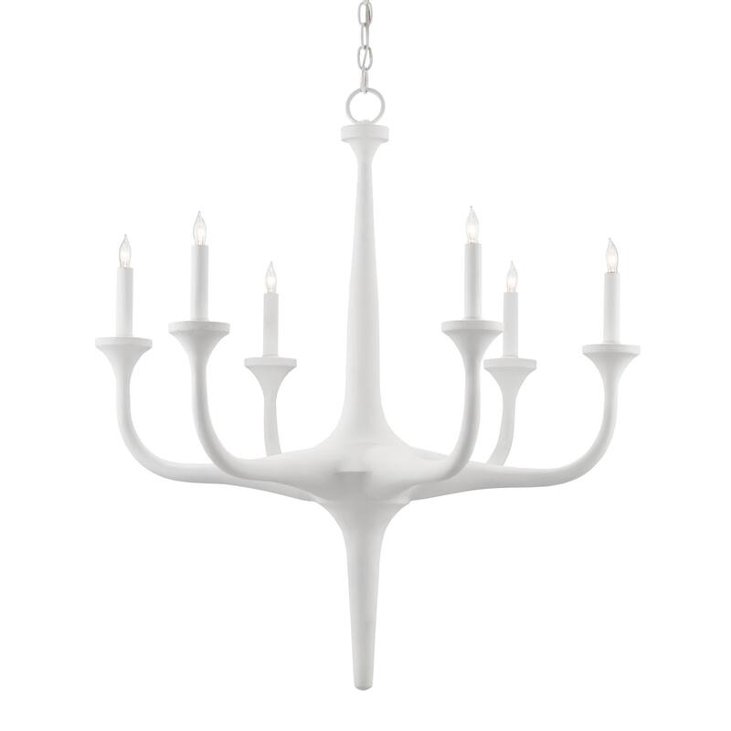 Currey & Company Albion Chandelier - 33.5"h x 31"dia - 33.5"h x 31"dia - Gesso White