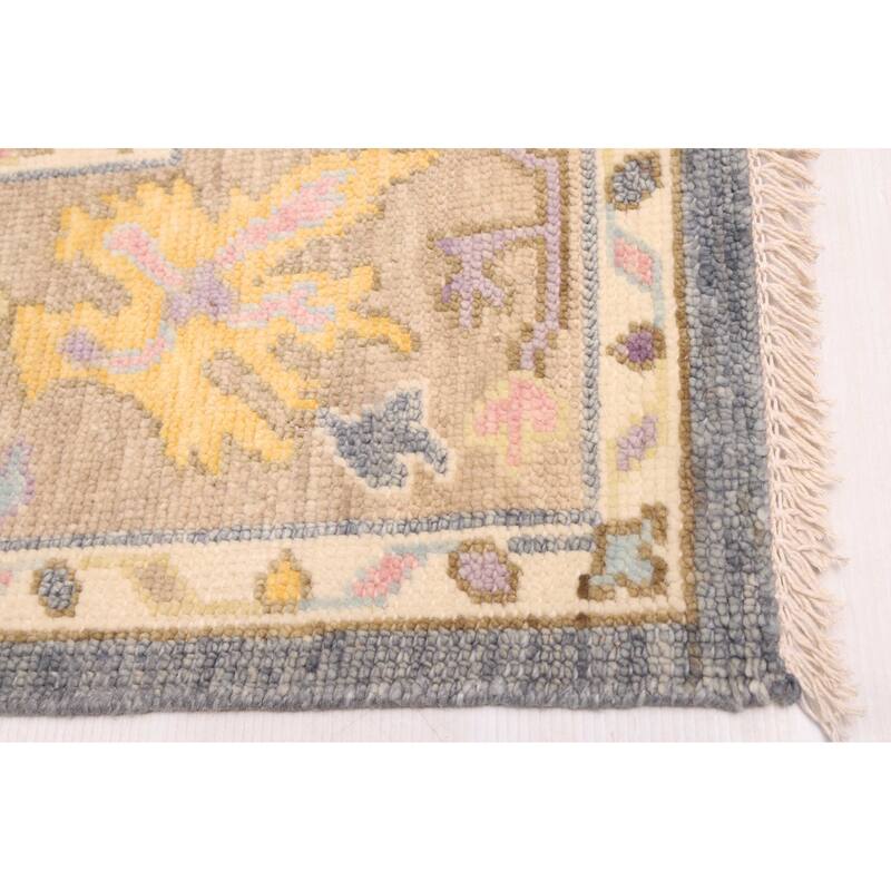 ECARPETGALLERY Hand-knotted Modern Oushak Charcoal Wool Rug - 5'6 x 8'6