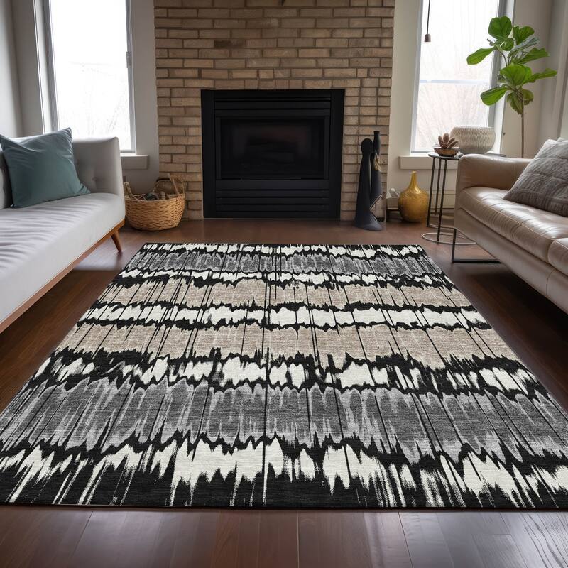 Machine Washable Indoor/ Outdoor Chantille Abstract Ombre Rug