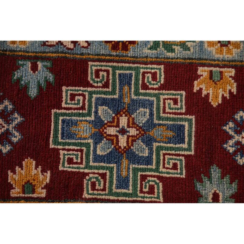 Kazak Area Rug Hand-Knotted Wool Carpet - 6'8" x 9'10"