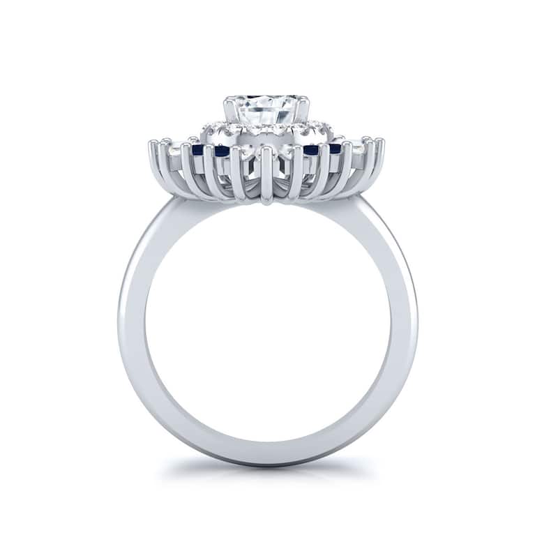 Auriya 14k Gold 1 1/3ctw Ballerina Diamond and Sapphire Engagement Ring Certified (G-H, VS1-VS2)