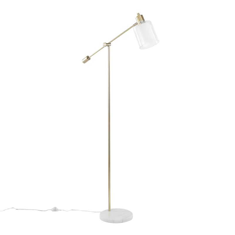Lumisource Floor Lamp White Marble and Metal with Clear Frosted Glass - 29.5"Lx10.75"Wx73"H