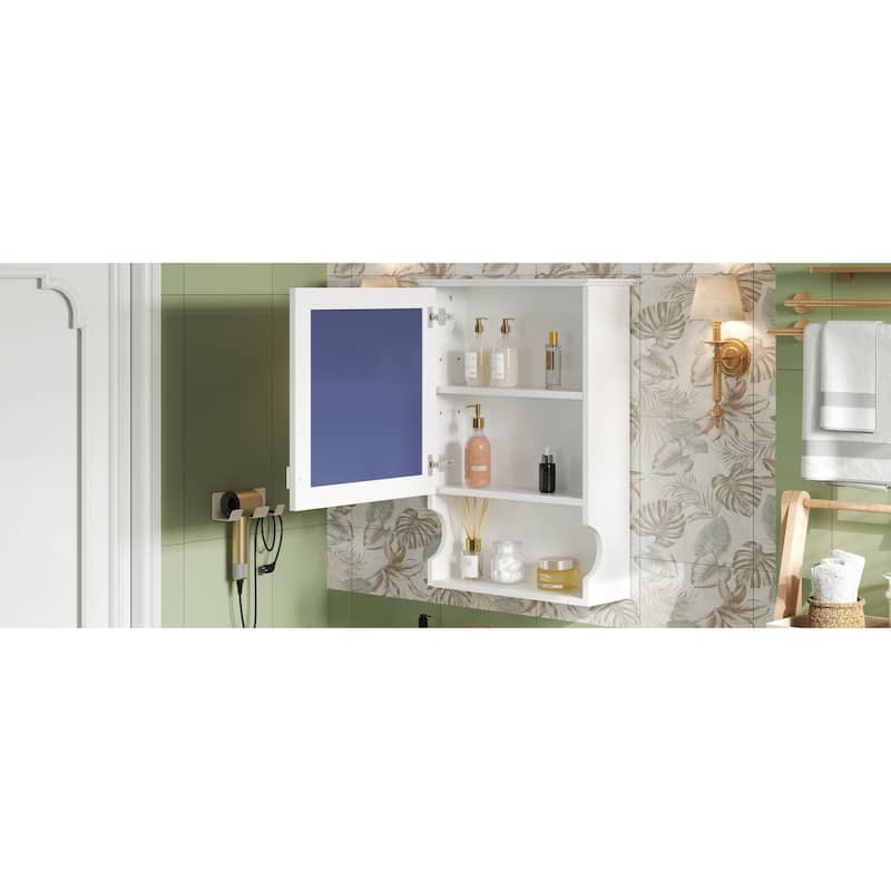 Medicine Cabinet with Mirror Door, Wall Mounted Home Storage Cabinet, Bathroom Wall Cabinet with Adjustable Shelves