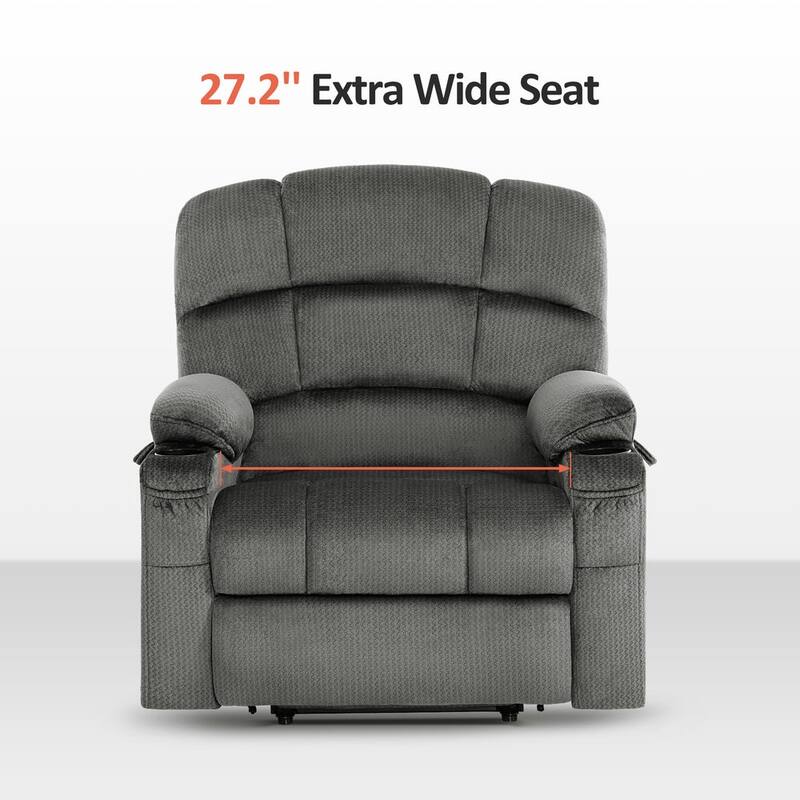 MCombo Lay Flat Dual Motor Power Lift Recliner with Massage and Heat for Elderly People, Infinite Position, Fabric R7677