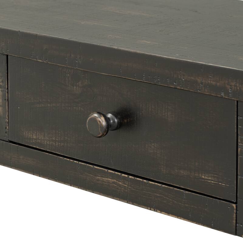 Retro Console Table with 4 Drawers and Floor Shelf