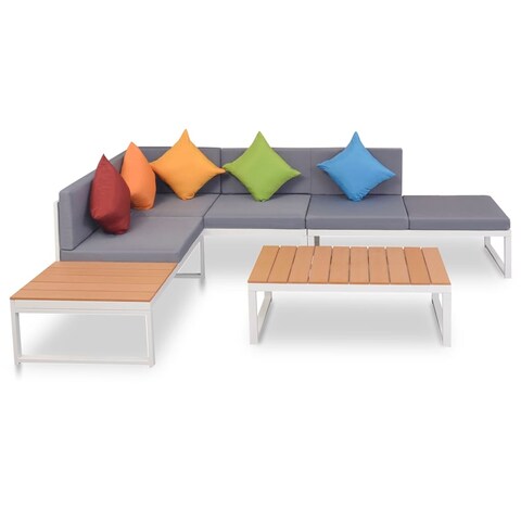 Patio Corner Sofa Set 19 Pieces Aluminum WPC