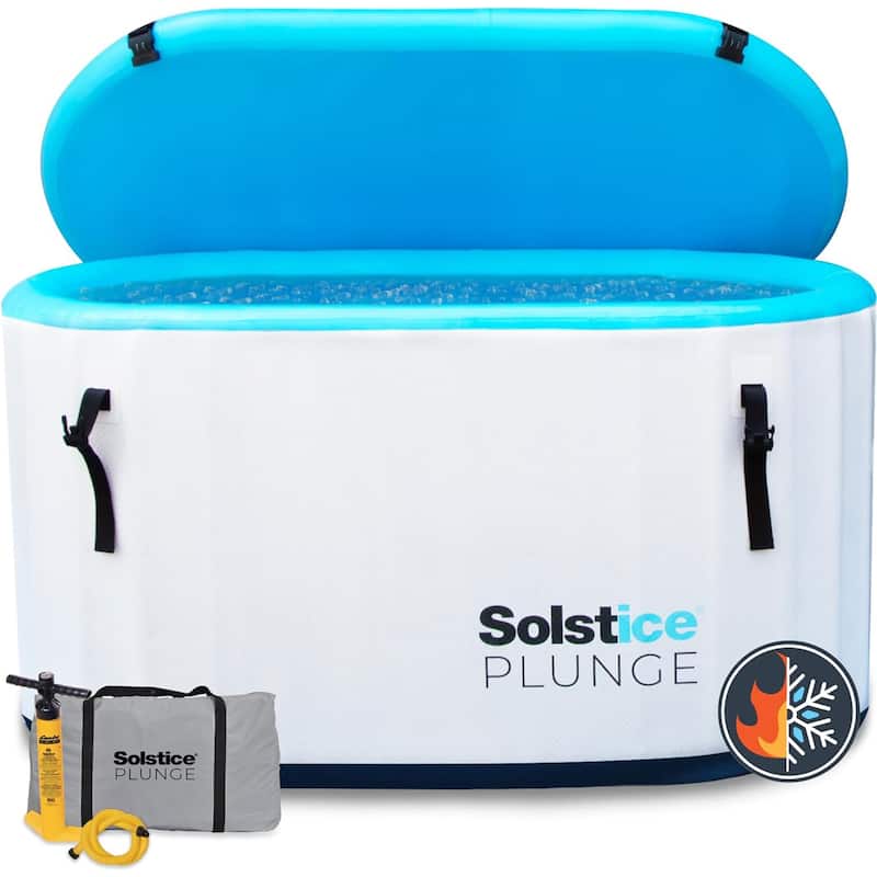 Solstice Plunge 100 Gallon Inflatable Insulated Ice Bath Tub with Lid, White - 30