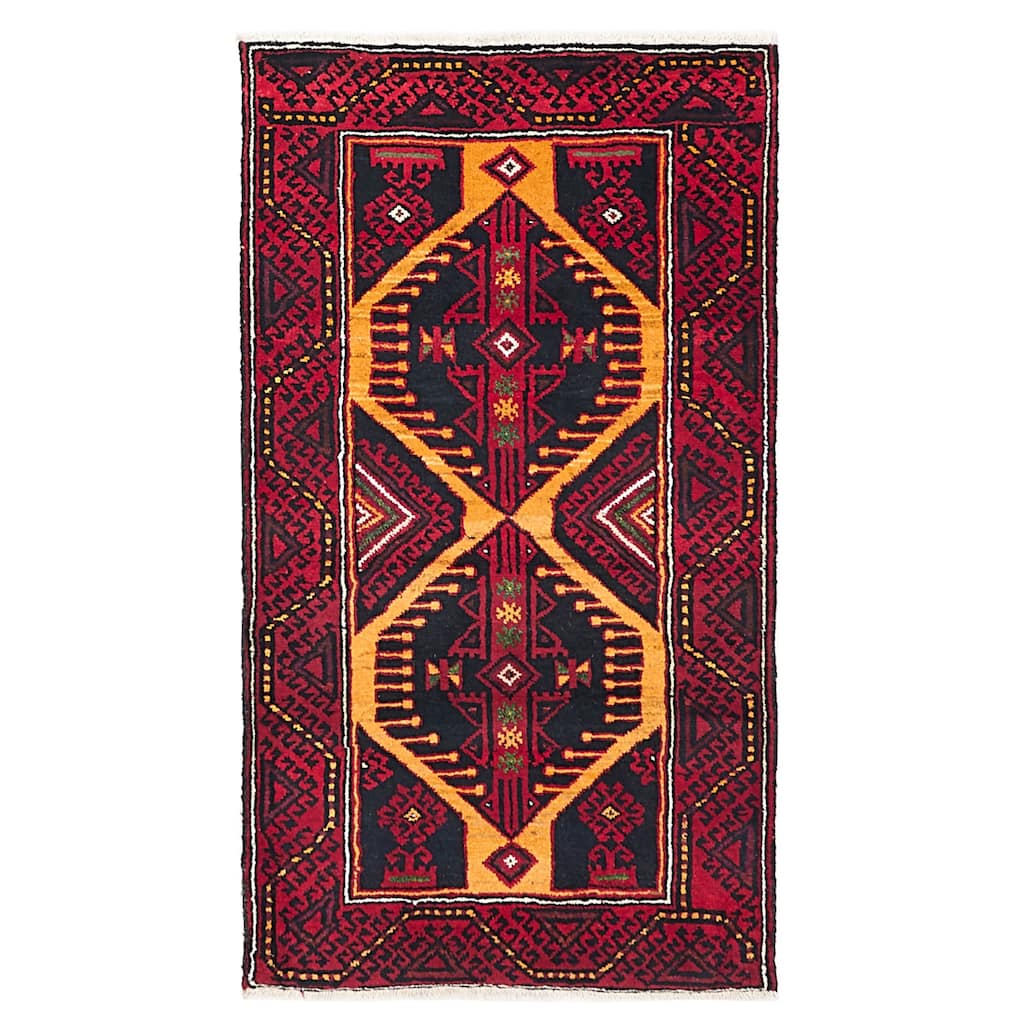ECARPETGALLERY Hand-knotted Baluch Orange, Red Wool Rug - 3'0 x 5'6