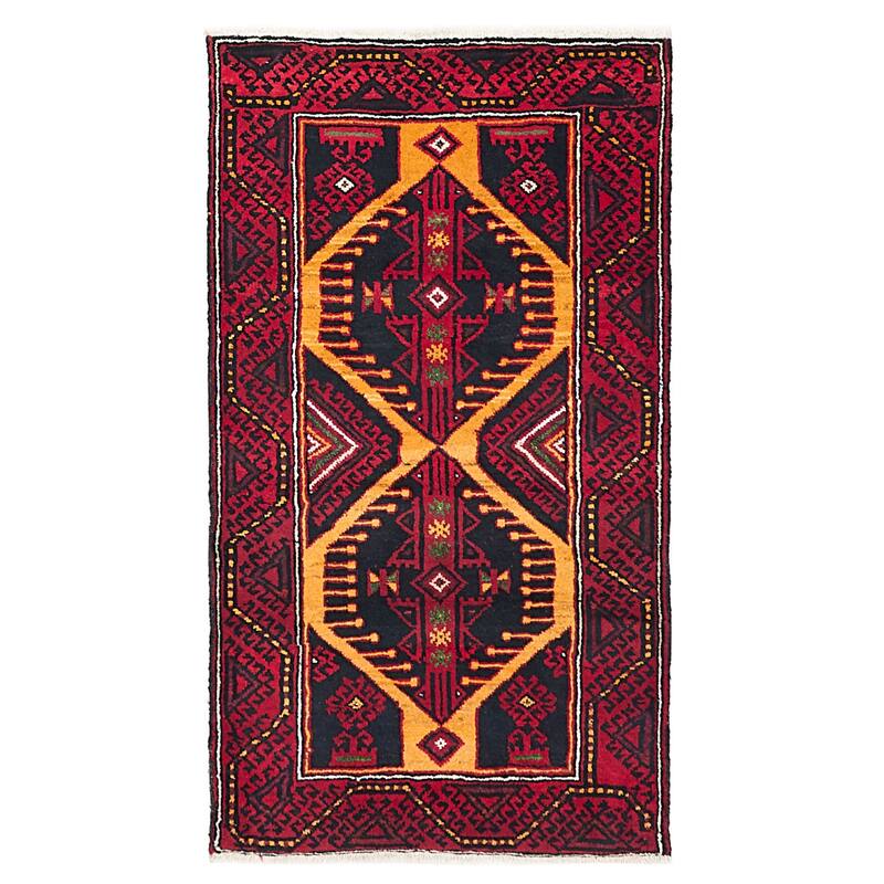 ECARPETGALLERY Hand-knotted Baluch Orange, Red Wool Rug - 3'0 x 5'6