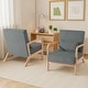 preview thumbnail 12 of 141, 25" W Mid Century Upholstered Wood Accent Chair with Pillow set of 2